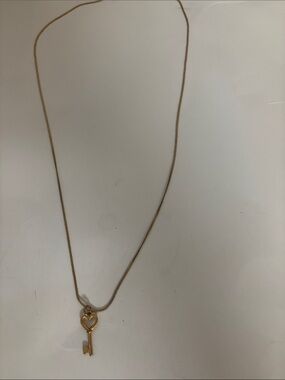 Delicate Gold Heart Key Necklace for Women